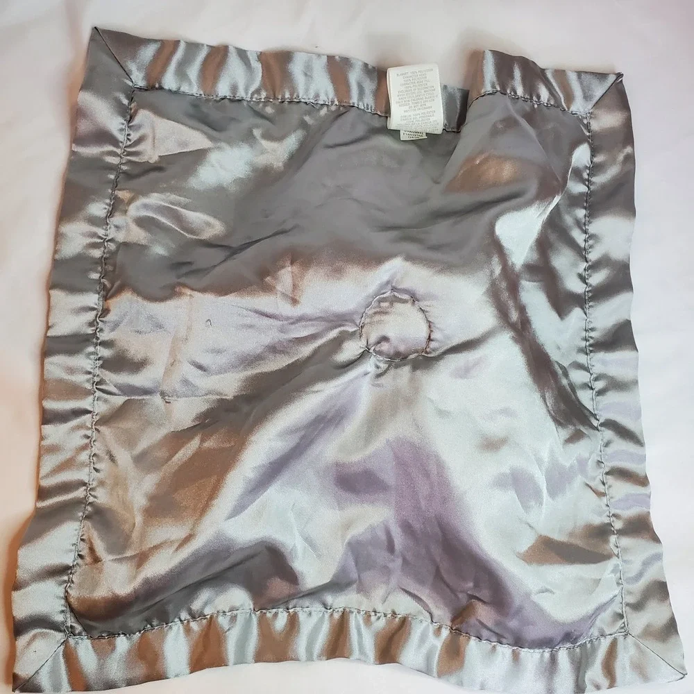 CLOUD ISLAND Elephant Gray White Striped w Satin Baby Security Blanket Lovey Toy